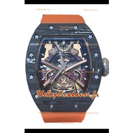 Richard Mille RM047 Samurai Montre Tourbillon Authentique Boîtier Carbone Bracelet Orange