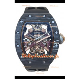 Montre Richard Mille RM047 Samurai Tourbillon Véritable en Boîtier Carbone Bracelet Noir