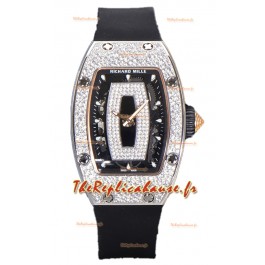 Montre Richard Mille RM007 Diamants Pavé Cadran Noir 904L Superclone Acier Suisse 