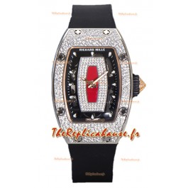 Montre Richard Mille RM007 Cadran rouge pavé de diamants Acier 904L Superclone Suisse