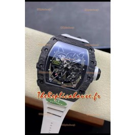 Richard Mille RM35-02 Rafael Nadal - Montre Super Clone Tourbillon - Bracelet Noir Carbone Blanc 