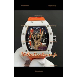 Richard Mille RM66 Flying Tourbillon Véritable Céramique Blanche Bracelet Orange Superclone Réplique Montre 