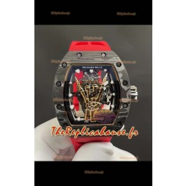 Richard Mille RM66 Flying Tourbillon Authentique Noir Carbone Bracelet Rouge Superclone Réplique Montre 