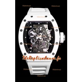 Richard Mille RM055 Réplique Miroir 1:1 en céramique blanche, bracelet blanc