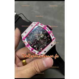 Richard Mille RM38-02 Montre réplique Bubba Watson en fibre de carbone blanche Mouvement Tourbillon Véritable 1:1