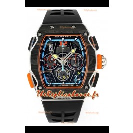Montre Richard Mille Super Clone RM65-01 avec boîtier en carbone et bracelet noir