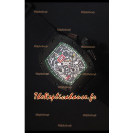 Richard Mille RM011 Filipe Massa PVD Montre Réplique Suisse avec Sangle en Nylon Noire