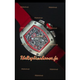Richard Mille RM011 Filipe MassaBoîtier en Titane Montre Réplique Suisse avec Sangle en Nylon Rouge