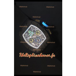 Richard Mille RM011 Filipe Massa PVD Montre Réplique Suisse avec Sangle Noire
