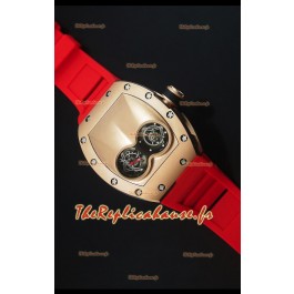 Richard Mille RM053 Tourbillon Pablo Mac Donough Montre Suisse avec Boîtier en Or Rose, Sangle Rouge