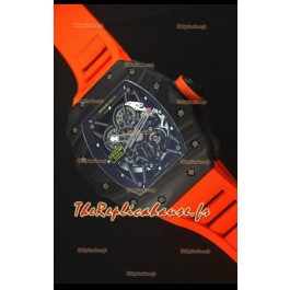 Richard Mille RM035-2 Rafael Nadal Boîtier en Carbone forgé avec Sangle en Caoutchouc Rouge