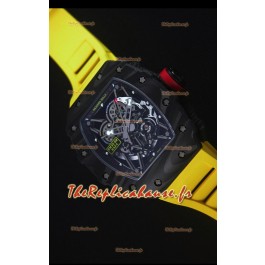 Richard Mille RM035-2 Rafael Nadal Boîtier en Carbone forgé avec Sangle en Caoutchouc Jaune