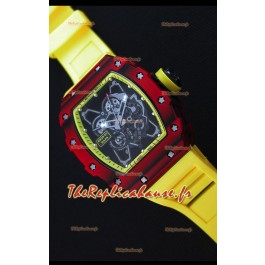 Richard Mille RM35-01 Montre avec boîtier en Un morceau de Carbone forgé rouge et Bracelet Jaun