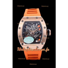 Richard Mille RM035 AMERICAS Montre réplique en or rose 18 carats avec bracelet orange