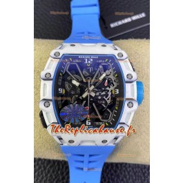 Richard Mille RM35-03 Rafael Nadal Edition Boîtier en fibre de carbone blanc Miroir 1:1 Montre réplique avec bracelet bleu 
