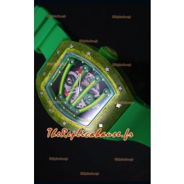 Montre Replica Suisse RM059 Yohan Blake Richard Mille avec Boitier en Carbone Forgé avec une Lunette Verte