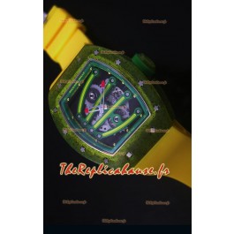 Montre Replica Suisse RM059 Yohan Blake Richard Mille avec Boitier en Carbone Forgé avec une Lunette Verte