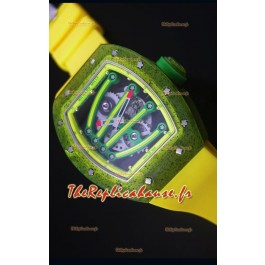Montre Replica Suisse RM059 Yohan Blake Richard Mille avec Boitier en Carbone Forgé avec une Lunette Jaune