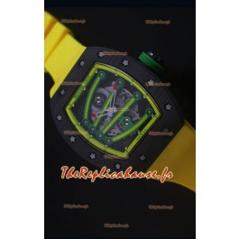 Montre Replica Suisse RM059 Yohan Blake Richard Mille avec Boitier en Carbone Forgé avec une Lunette Jaune