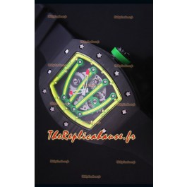 Montre Replica Suisse RM059 Yohan Blake Richard Mille avec Boitier en Carbone Forgé avec une Lunette Jaune