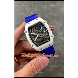 Richard Mille Super Clone RM67-02 Alexis Pinturault Montre Quartz Blanc TPT 37 Grammes Bracelet Bleu 