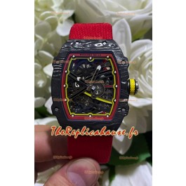 Montre Richard Mille Super Clone RM67-02 Alexander Zverev Carbone Noir TPT 37 Grammes Bracelet Rouge