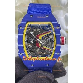 Richard Mille Super Clone RM67-02 Fernando Alonso Montre Carbone Bleu TPT 37 Grammes Bracelet Bleu