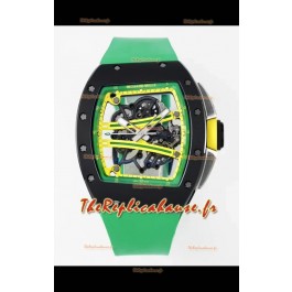 Richard Mille Super Clone RM61-01 Céramique noire Bracelet vert Montre Suisse Réplique