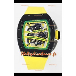 Richard Mille Super Clone RM61-01 Céramique noire Bracelet jaune Montre Suisse Réplique