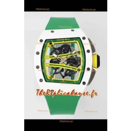 Richard Mille Super Clone RM61-01 Céramique blanche Bracelet vert Montre Suisse Réplique