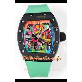 Richard Mille Super Clone RM68-01 Tourbillon Suisse Boîtier Céramique Noire et Bracelet Vert Réplique