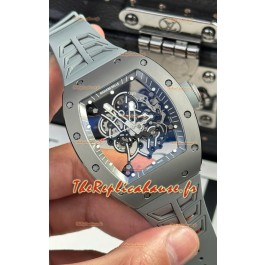 Richard Mille Super Clone RM055 Boîtier Céramique/Titanium Gris avec Tourbillon Véritable Montre 