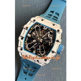 Richard Mille RM35-03 Rafael Nadal Edition Blanc Boîtier en fibre de carbone Montre Réplique Miroir 1:1 à bracelet bleu