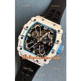 Richard Mille RM35-03 Rafael Nadal Edition Montre réplique 1:1 avec boîtier en fibre de carbone blanc et bracelet noir