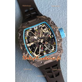 Richard Mille RM35-03 Rafael Nadal Edition - Montre réplique 1:1 avec boîtier en fibre de carbone noir et bracelet noir