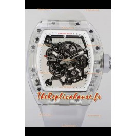 Richard Mille RM055 Boîtier en saphirs transparents avec Tourbillon Véritable Montre Super Clone