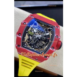 Richard Mille RM35-02 Rafael Nadal - Montre Super Clone à Tourbillon Véritable - Boîtier en Fibre de Carbone Rouge
