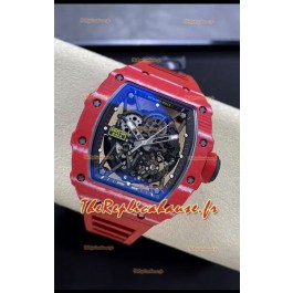 Richard Mille RM35-02 Rafael Nadal Boîtier en fibre de carbone rouge Montre Tourbillon Super Clone Authentique
