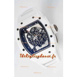Montre Richard Mille RM055 Réplique de Montre Miroir 1:1 avec boîtier en céramique et bracelet blanc 