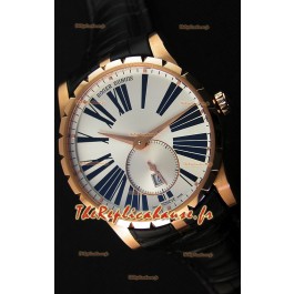 Roger Dubuis Excalibur RDDBEX0587 Or Rose Cadran Acier Blanc Montre Réplique Suisse