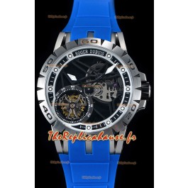 Roger Dubuis Excalibur Tourbillon volant araignée Squelette Boîtier en titane 1:1 Miroir Montre suisse