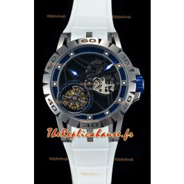 Roger Dubuis Excalibur Tourbillon volant araignée Squelette Boîtier en titane 1:1 Miroir Montre suisse