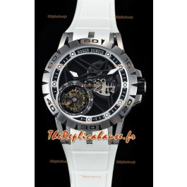 Roger Dubuis Excalibur Tourbillon volant araignée Squelette Boîtier en titane 1:1 Miroir Montre suisse