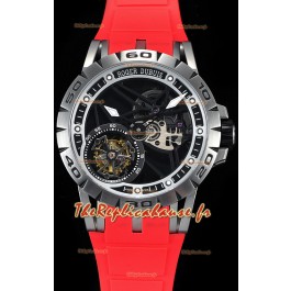 Roger Dubuis Excalibur Tourbillon volant araignée Squelette Boîtier en titane 1:1 Miroir Montre suisse