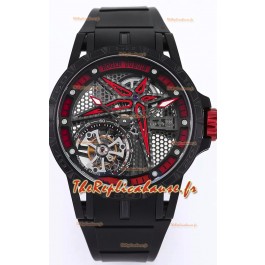 Roger Dubuis Excalibur Spider Pirelli Edition Titane avec revêtement DLC Réplique montre de qualité 1:1 Tourbillon Véritable