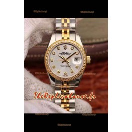 Montre Rolex Datejust Ladies 28MM Mouvement Cal.3135 Réplique Suisse dans un boîtier en acier 904L or jaune 2 tons