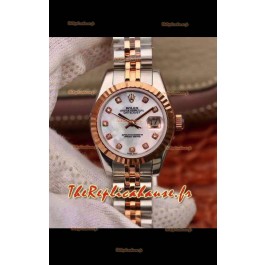 Montre Rolex Datejust Ladies 28MM Mouvement Cal.3135 Réplique Suisse dans un boîtier en acier 904L or rose 2 tons