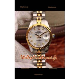 Montre Rolex Datejust Ladies 28MM Mouvement Cal.3135 Réplique Suisse dans un boîtier en acier 904L or jaune 2 tons