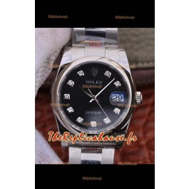 Montre Rolex Datejust 36MM Mouvement Cal.3135 Réplique Suisse avec boîtier en acier 904L - Cadran noir ordinateur
