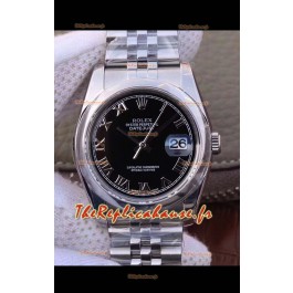 Montre Rolex Datejust 36MM Mouvement Cal.3135 Réplique Suisse avec boîtier en acier 904L et cadran noir